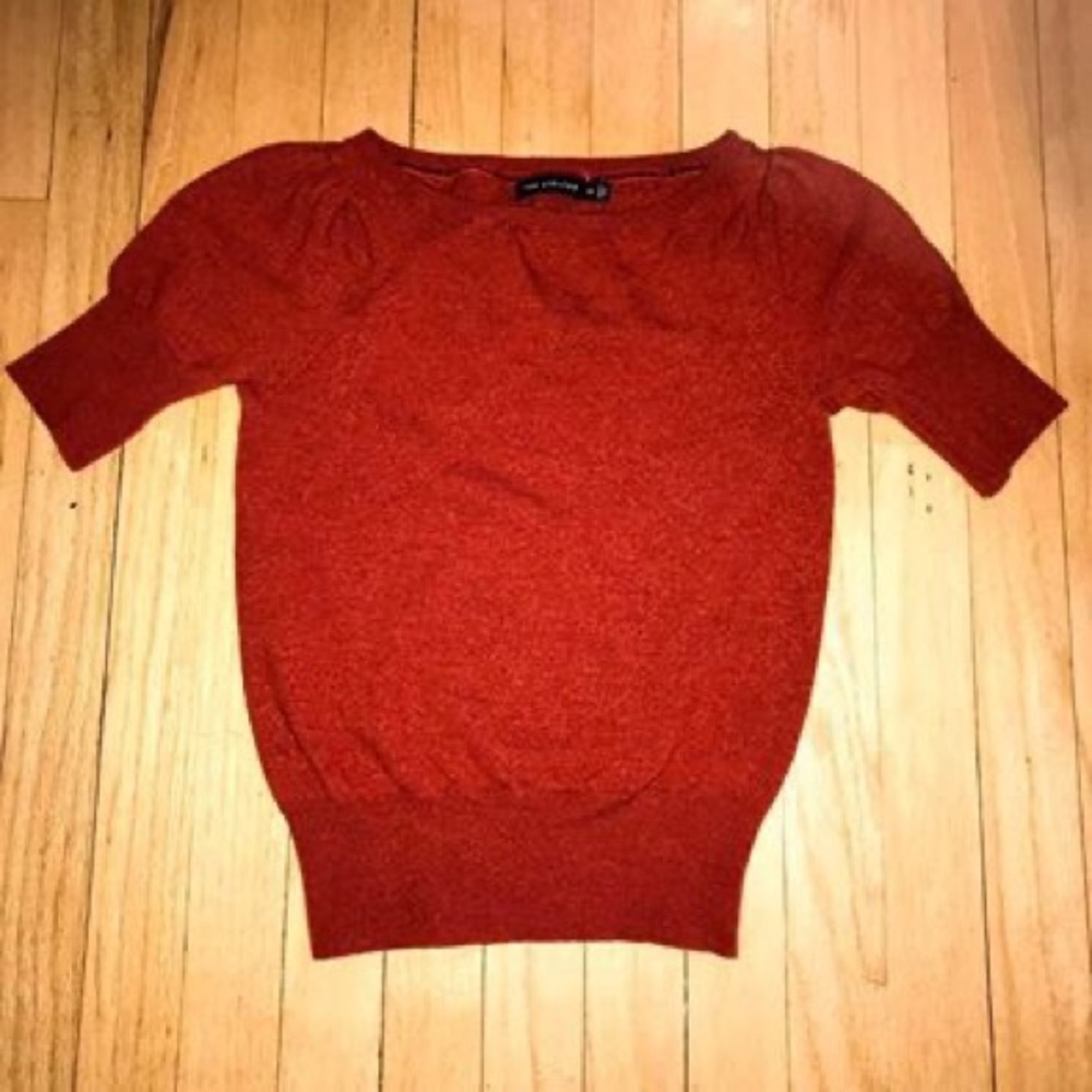 H&M Burnt Orange Short Sleeve Fitted Sweater